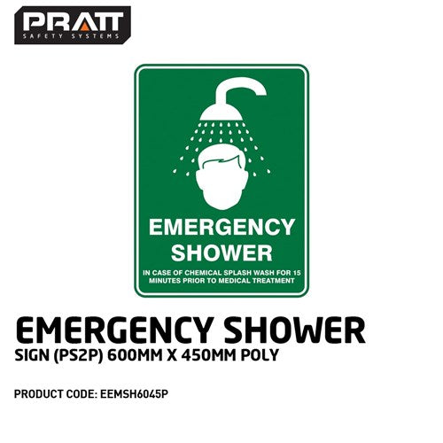 SIGN 600 x 450mm POLY EMERGENCY SHOWER