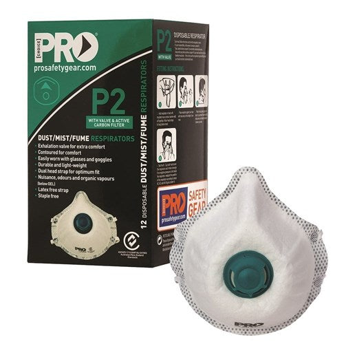 P2 RESPIRATOR + VALVE + C/FILTER 12/BOX