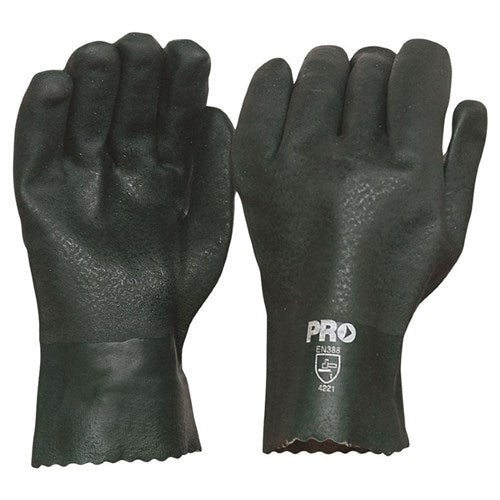GLOVE PVC DOUBLE DIPPED GREEN 27cm