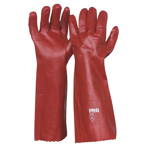 GLOVE PVC SINGLE DIPPED RED 45cm