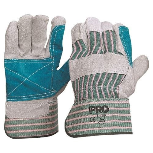 GLOVE LEATHER GREEN/GREY STRIPE OSFA