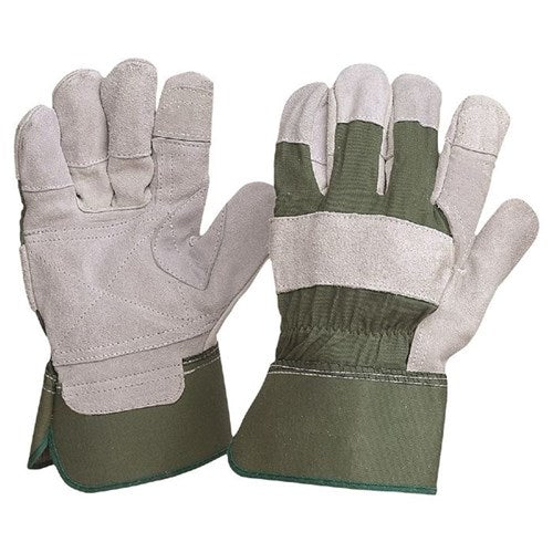 GLOVE LEATHER PALM GREEN COTTON OSFA