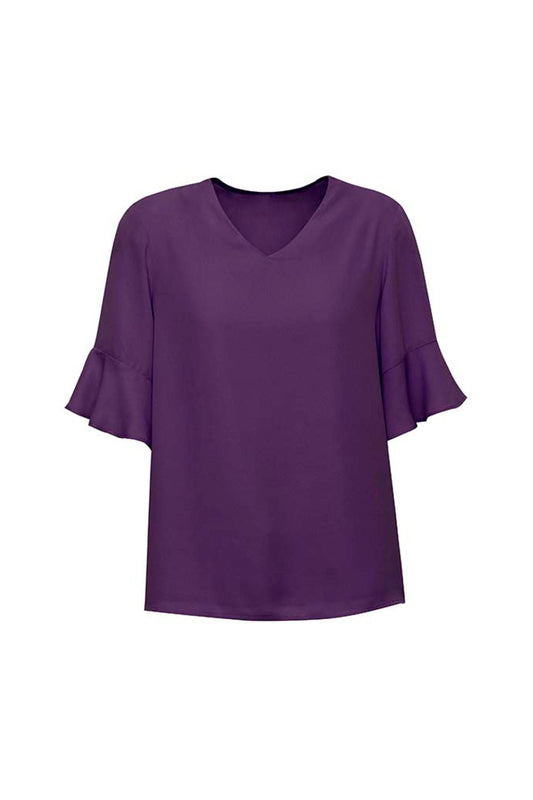 Aria Womens Fluted Sleeve Blouse