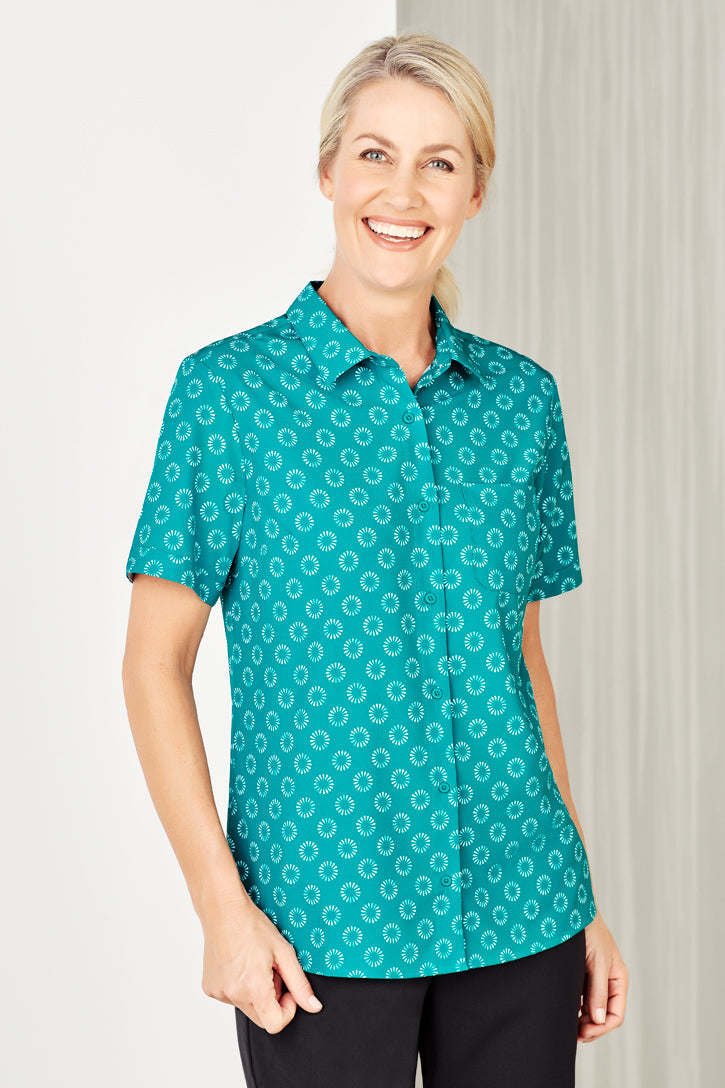 Womens Florence Daisy Print Short Sleeve Shirt