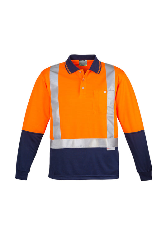 Mens Hi Vis Spliced Polo - Long Sleeve Shoulder Taped